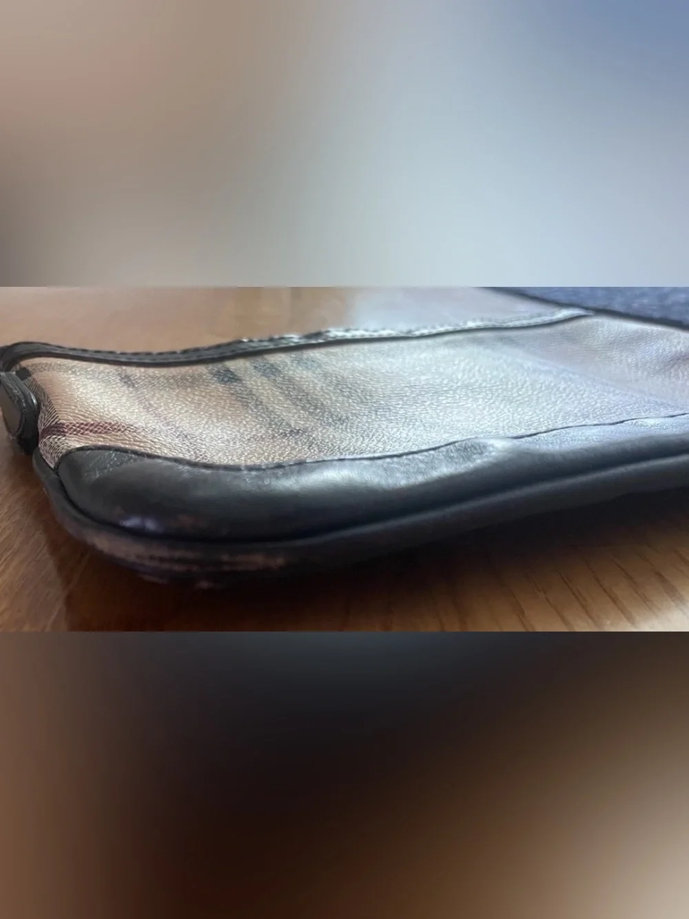 Burberry Haymarket Check Coated Leather Clutch Bag No Strap/Clutch Only